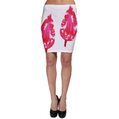 A Pair Of Red Leaves On A Black Background Bodycon Skirt by catchydesignhill