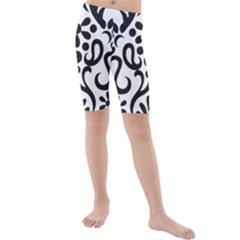 A Black And White Image Of An Ornate Design Kids  Mid Length Swim Shorts by catchydesignhill