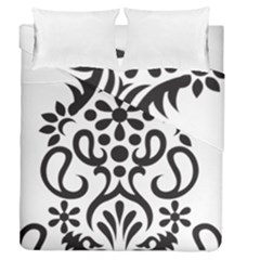 A Black And White Image Of An Ornate Design Duvet Cover Double Side (queen Size) by catchydesignhill