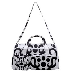 A Black And White Image Of An Ornate Design Sports Gym Duffle Bag With Shoe Compartment by catchydesignhill