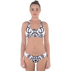 A Black And White Image Of An Ornate Design Cross Back Hipster Bikini Set by catchydesignhill