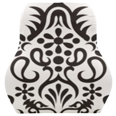 A Black And White Image Of An Ornate Design Car Seat Back Cushion  by catchydesignhill