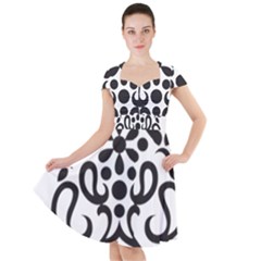 A Black And White Image Of An Ornate Design Cap Sleeve Midi Dress by catchydesignhill