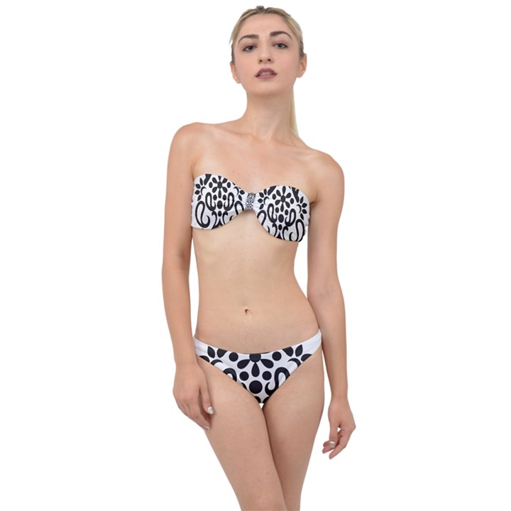 A Black And White Image Of An Ornate Design Classic Bandeau Bikini Set