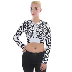 A Black And White Image Of An Ornate Design Long Sleeve Cropped Velvet Jacket by catchydesignhill