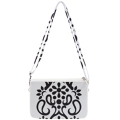 A Black And White Image Of An Ornate Design Double Gusset Crossbody Bag by catchydesignhill