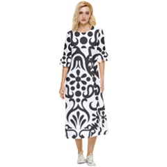 A Black And White Image Of An Ornate Design Double Cuff Midi Dress by catchydesignhill