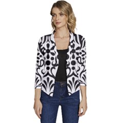 A Black And White Image Of An Ornate Design Women s Casual 3/4 Sleeve Spring Jacket by catchydesignhill