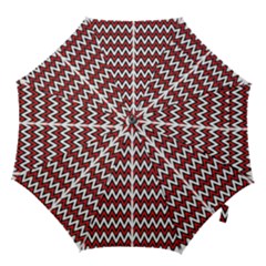 A Red And Black Zigzag Pattern On A White Background Hook Handle Umbrellas (large) by catchydesignhill