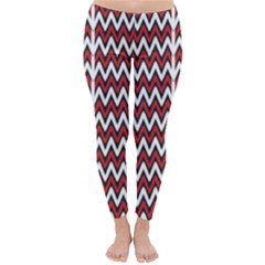 A Red And Black Zigzag Pattern On A White Background Classic Winter Leggings