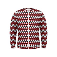 A Red And Black Zigzag Pattern On A White Background Kids  Sweatshirt