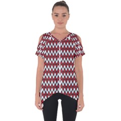 A Red And Black Zigzag Pattern On A White Background Cut Out Side Drop T-shirt by catchydesignhill