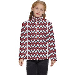 A Red And Black Zigzag Pattern On A White Background Kids  Puffer Bubble Jacket Coat