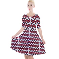 A Red And Black Zigzag Pattern On A White Background Quarter Sleeve A-line Dress by catchydesignhill