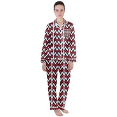 A Red And Black Zigzag Pattern On A White Background Women s Long Sleeve Satin Pajamas Set	 by catchydesignhill