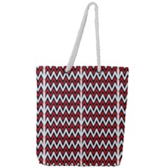 A Red And Black Zigzag Pattern On A White Background Full Print Rope Handle Tote (large) by catchydesignhill