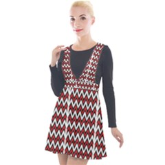 A Red And Black Zigzag Pattern On A White Background Plunge Pinafore Velour Dress by catchydesignhill