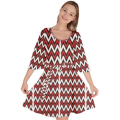 A Red And Black Zigzag Pattern On A White Background Velour Kimono Dress by catchydesignhill