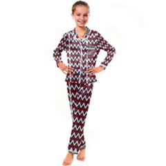 A Red And Black Zigzag Pattern On A White Background Kids  Satin Long Sleeve Pajamas Set by catchydesignhill