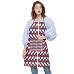 A Red And Black Zigzag Pattern On A White Background Pocket Apron by catchydesignhill