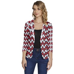 A Red And Black Zigzag Pattern On A White Background Women s One-button 3/4 Sleeve Short Jacket by catchydesignhill