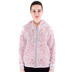 A Pink And White Abstract Design On A White Background Women s Zipper Hoodie by catchydesignhill