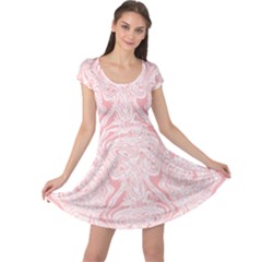 A Pink And White Abstract Design On A White Background Cap Sleeve Dress by catchydesignhill