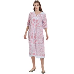 A Pink And White Abstract Design On A White Background Women s Cotton 3/4 Sleeve Nightgown by catchydesignhill