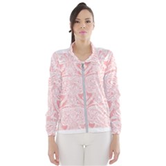 A Pink And White Abstract Design On A White Background Women s Windbreaker