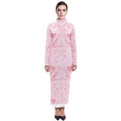 A Pink And White Abstract Design On A White Background Turtleneck Maxi Dress by catchydesignhill