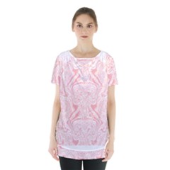 A Pink And White Abstract Design On A White Background Skirt Hem Sports Top by catchydesignhill