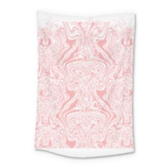 A Pink And White Abstract Design On A White Background Small Tapestry by catchydesignhill