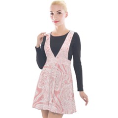 A Pink And White Abstract Design On A White Background Plunge Pinafore Velour Dress by catchydesignhill