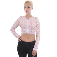 A Pink And White Abstract Design On A White Background Long Sleeve Cropped Velvet Jacket by catchydesignhill