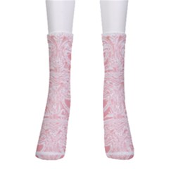 A Pink And White Abstract Design On A White Background Crew Socks by catchydesignhill