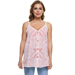 A Pink And White Abstract Design On A White Background Casual Spaghetti Strap Chiffon Top by catchydesignhill