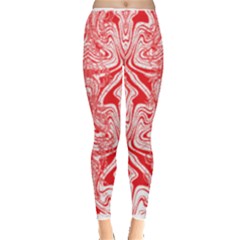 A Red And White Image Of A Pattern On A White Background Everyday Leggings  by catchydesignhill