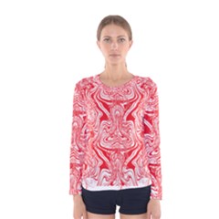 A Red And White Image Of A Pattern On A White Background Women s Long Sleeve T-shirt