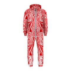 A Red And White Image Of A Pattern On A White Background Hooded Jumpsuit (kids)