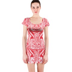 A Red And White Image Of A Pattern On A White Background Short Sleeve Bodycon Dress by catchydesignhill