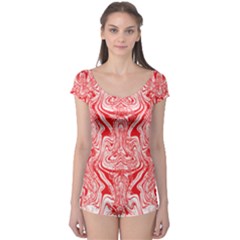 A Red And White Image Of A Pattern On A White Background Boyleg Leotard  by catchydesignhill