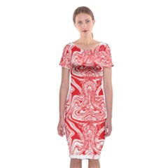 A Red And White Image Of A Pattern On A White Background Classic Short Sleeve Midi Dress by catchydesignhill