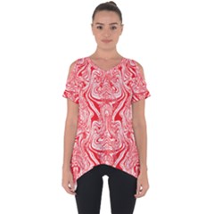 A Red And White Image Of A Pattern On A White Background Cut Out Side Drop T-shirt by catchydesignhill