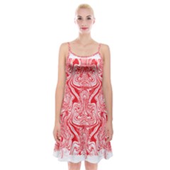 A Red And White Image Of A Pattern On A White Background Spaghetti Strap Velvet Dress