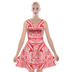 A Red And White Image Of A Pattern On A White Background Velvet Skater Dress