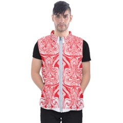 A Red And White Image Of A Pattern On A White Background Men s Puffer Vest by catchydesignhill