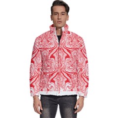 A Red And White Image Of A Pattern On A White Background Men s Puffer Bubble Jacket Coat by catchydesignhill