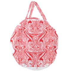 A Red And White Image Of A Pattern On A White Background Giant Round Zipper Tote by catchydesignhill