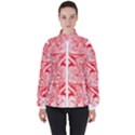 A Red And White Image Of A Pattern On A White Background Women s High Neck Windbreaker View1