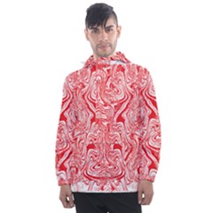 A Red And White Image Of A Pattern On A White Background Men s Front Pocket Pullover Windbreaker